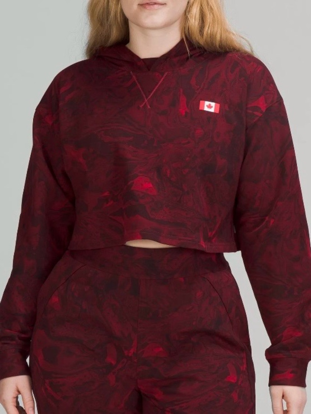 Lululemon Team Canada Olympics All Yours Cropped Hoodie - Red Marble - Picture 14 of 15